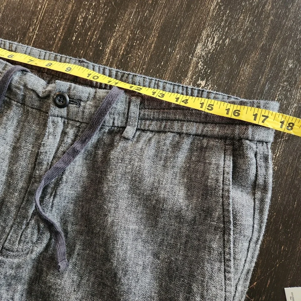 Banana Republic Linen‎ Blend Pants 36x29 Athletic Fit Gray Pull on Drawstring